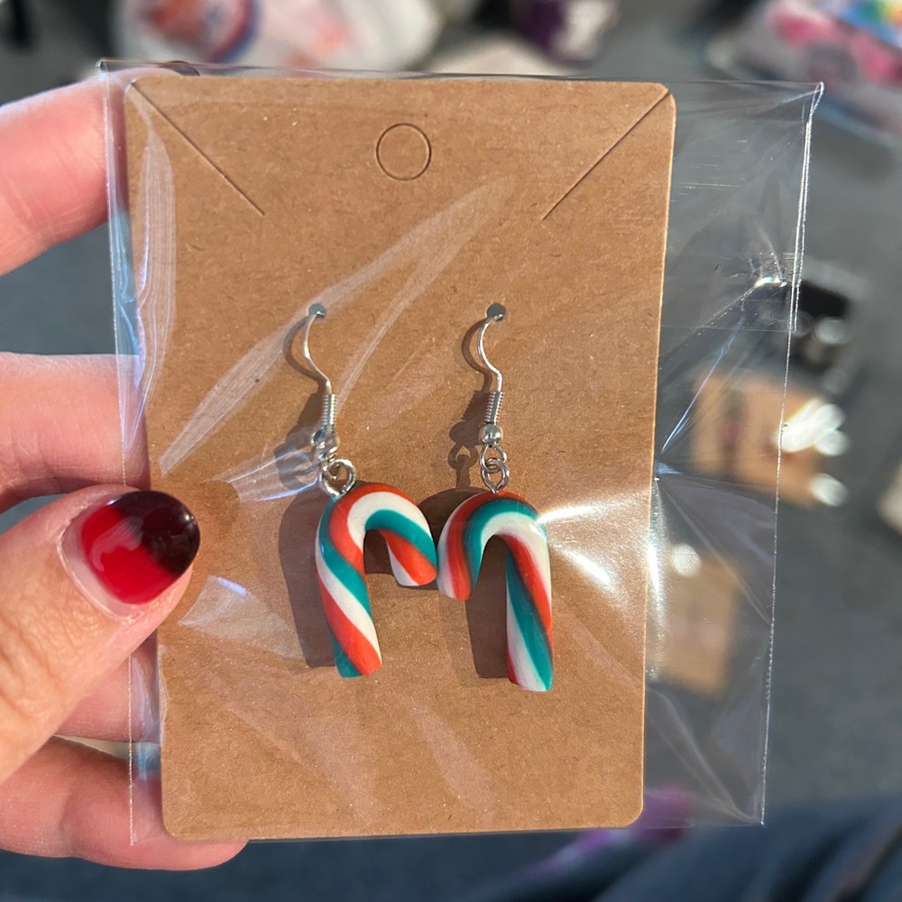 Handmade Candy Cane Drop Earrings